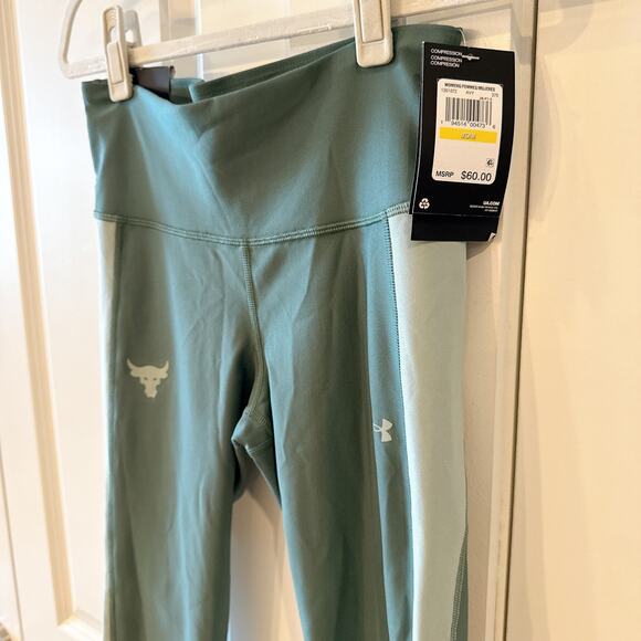 UNDER ARMOUR Project Rock Ankle Crop Leggings Toddy Green | Medium - Picture 10 of 11